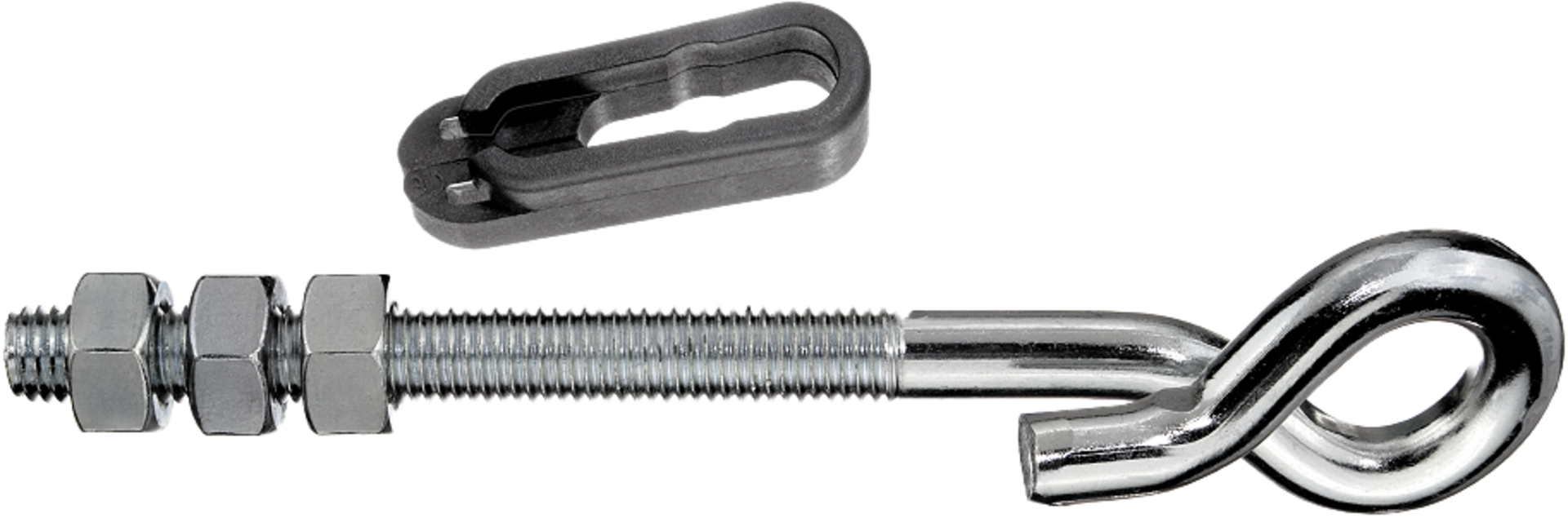 Swing hooks with metric thread and safety plastic bushing